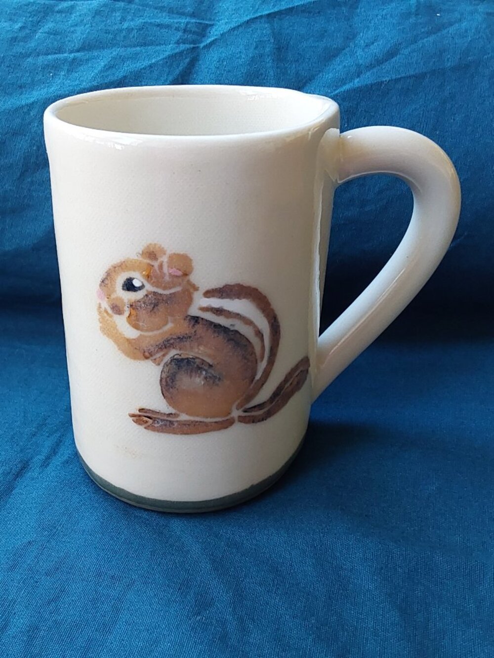 Delightful handmade squirrel or chipmunk coffee mug studio pottery artist signed